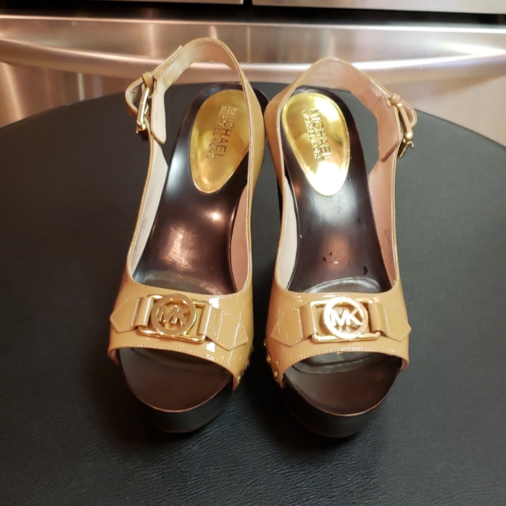 Michael Kors wedge patent leather sandals